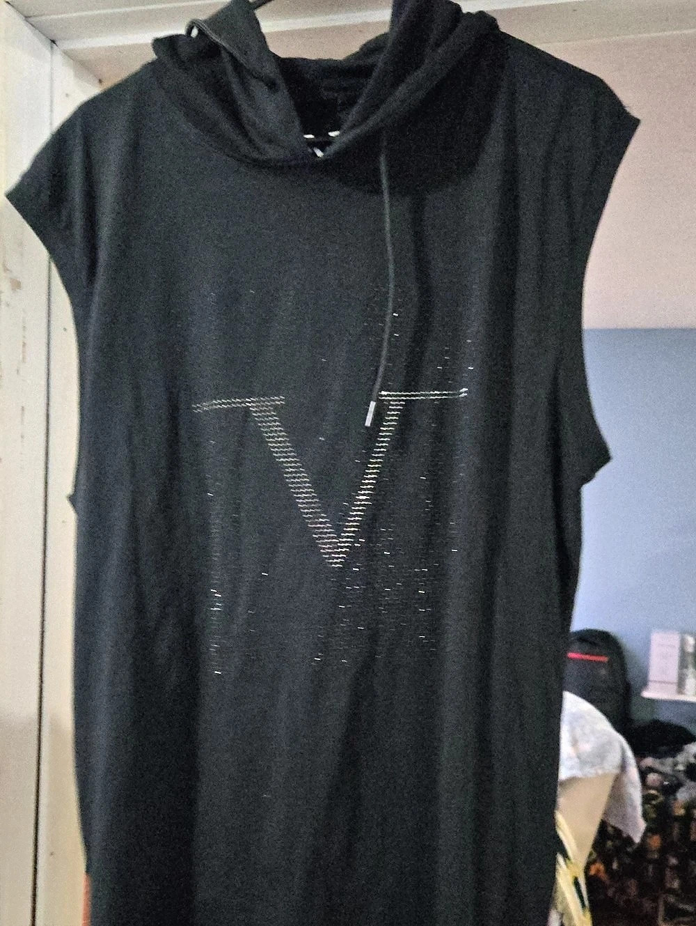 1969 ITALIA Men's Black Sleeveless Hoodie XL